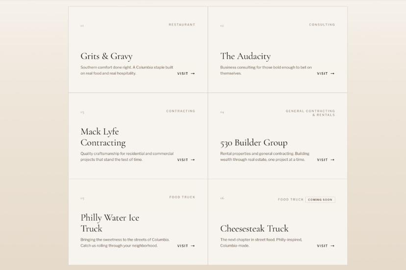 Keysha Brand Hub website homepage design